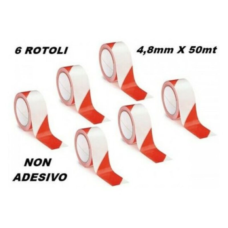 Iron 6x Nastro segnaletico non adesivo bianco e rosso 4.8cm x 50M d...