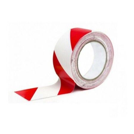 6x Nastro segnaletico non adesivo bianco e rosso 4.8cm x 50M delimitazione zone