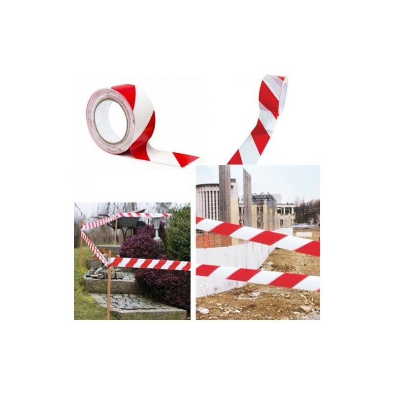 6x Nastro segnaletico non adesivo bianco e rosso 4.8cm x 50M delimitazione zone