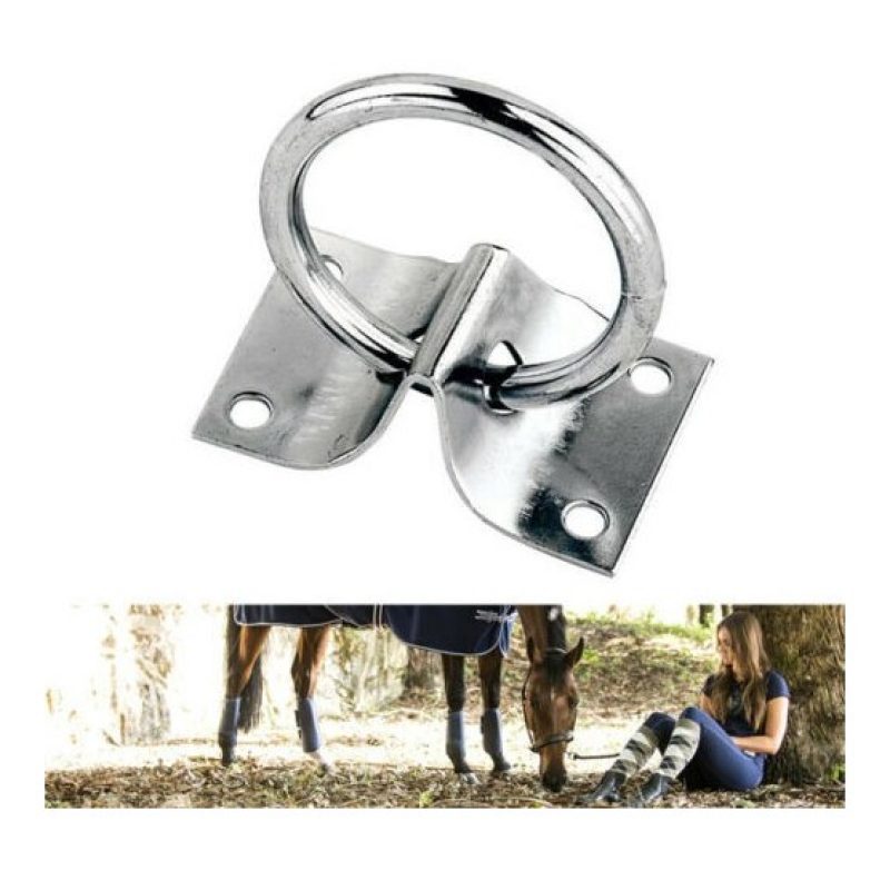 DOBO 3x Anello per scuderia box con piastra 7x4.5x2.5 Cm metallo zi...