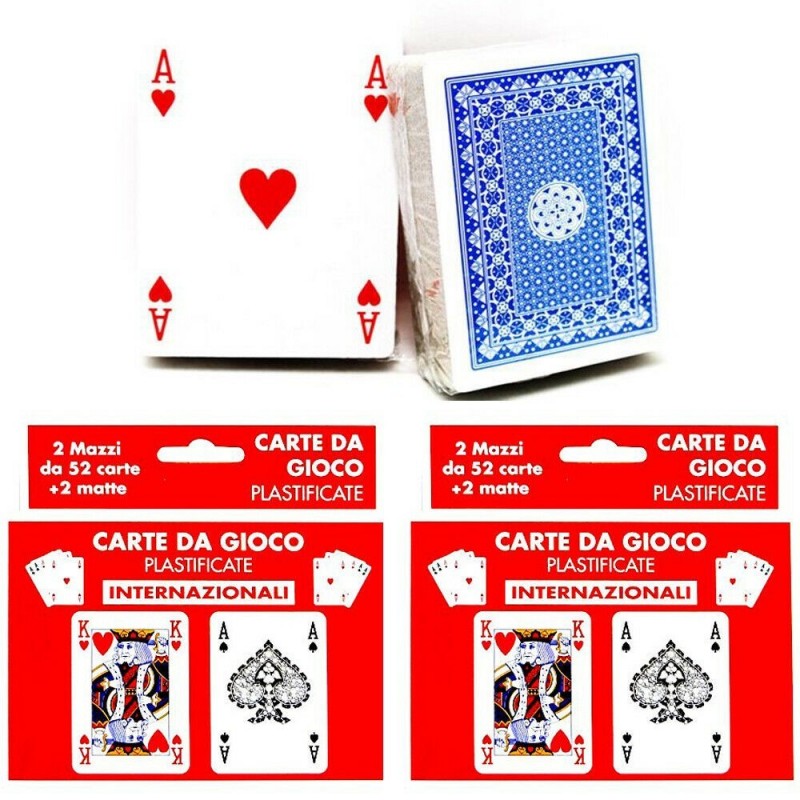 Carte Da Gioco Modiano Poker 98 Plastificate Rosse o Blu Ramino Scala Bridge