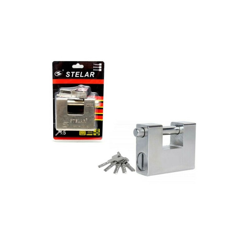 Lucchetto corazzato per serranda in acciaio 5x chiavi antiscasso monoblocco