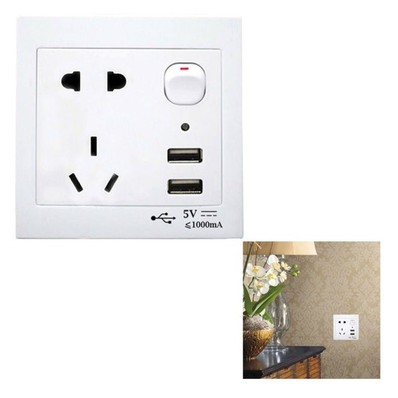 Tagoow Presa muro interfaccia USB 2 porte pulsante di accensione pr...