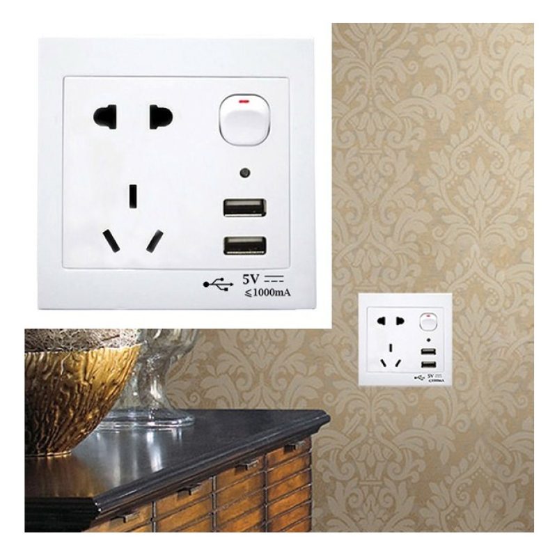 Tagoow Presa muro interfaccia USB 2 porte pulsante di accensione pr...