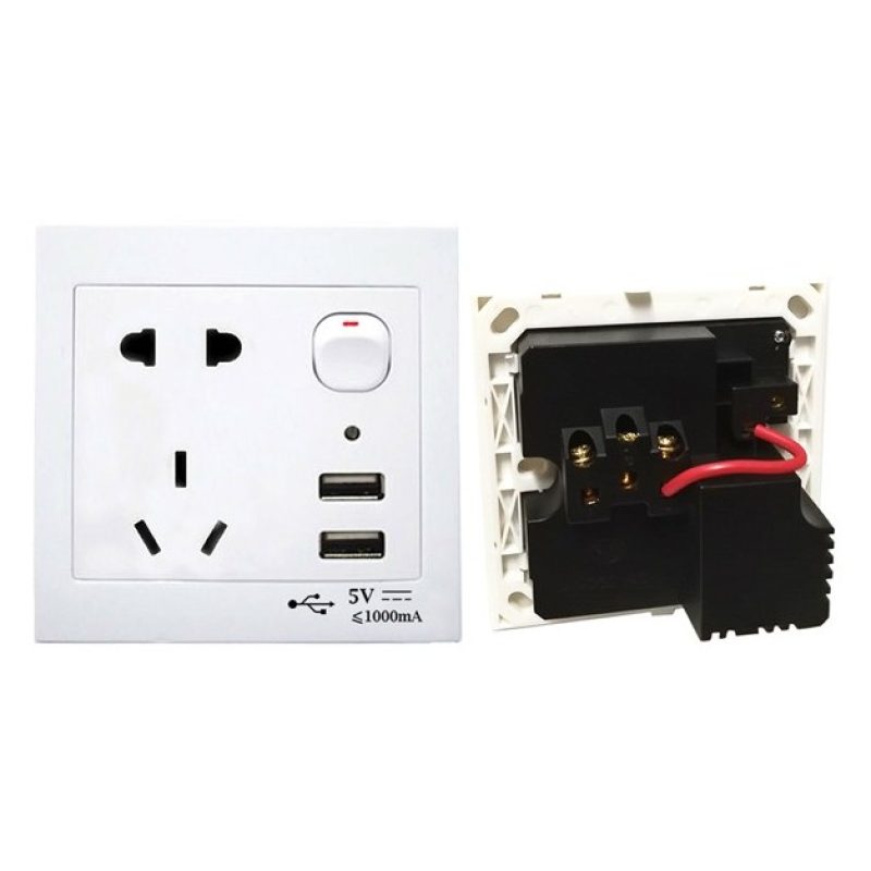 Tagoow Presa muro interfaccia USB 2 porte pulsante di accensione pr...