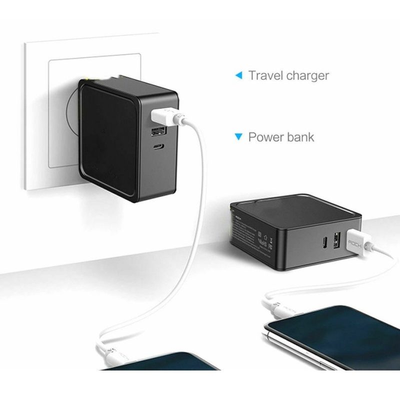 Tagoow Power bank con caricabatterie da muro 9x7x2.7 Cm quick charg...