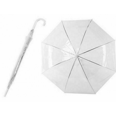 2x Ombrello sposa trasparente maniglia bianca bianco automatico umbrella pioggia