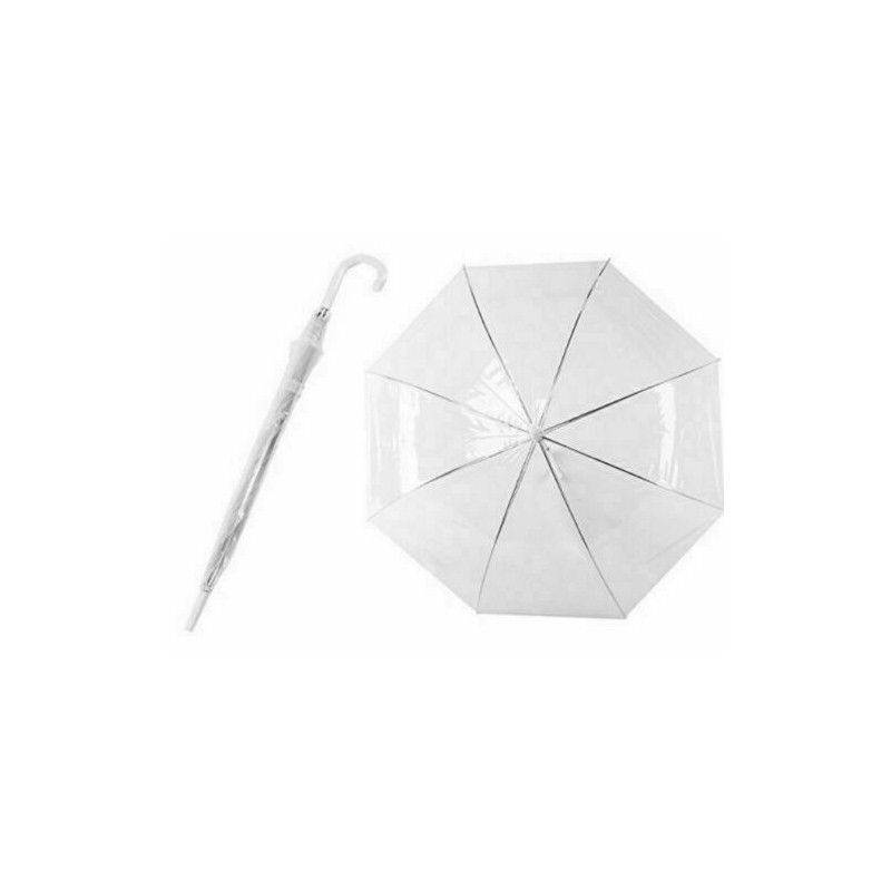 2x Ombrello sposa trasparente maniglia bianca bianco automatico umbrella pioggia