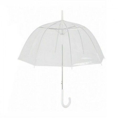 2x Ombrello sposa trasparente maniglia bianca bianco automatico umbrella pioggia