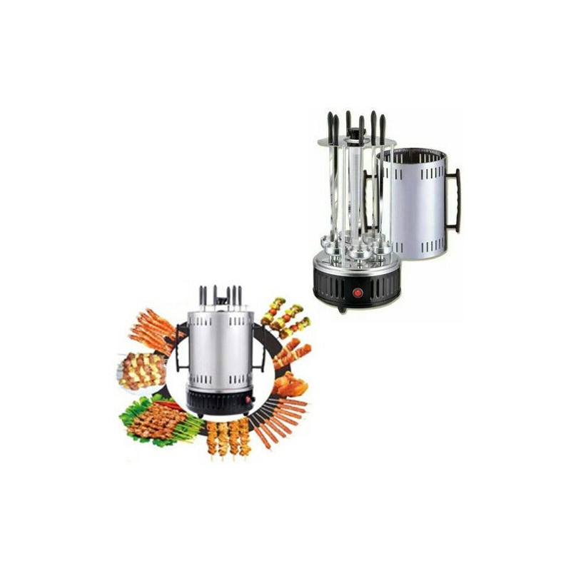 Macchina da tavolo cuoci spiedini 360 gradi sistema cottura verticale 6 spiedi