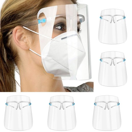 5x Visiera protettiva trasparente anti saliva con occhiale protezione viso visiere