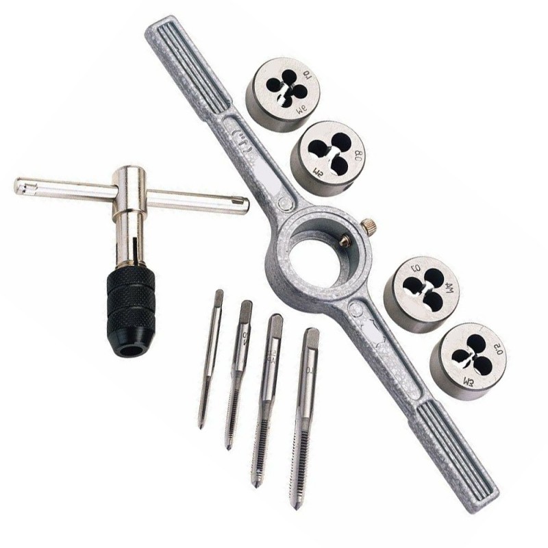 Set 10 Pezzi Kit per filettatura filiera Maschio Femmina Per Filettature diverse misure