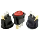 3x Interruttore a bilanciere 12-24V Max 10A unipolare tasto rosso Led switch tondo acceso spento