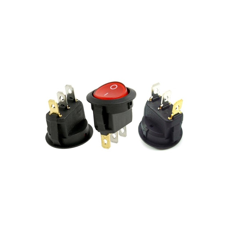 3x Interruttore a bilanciere 12-24V Max 10A unipolare tasto rosso Led switch tondo acceso spento