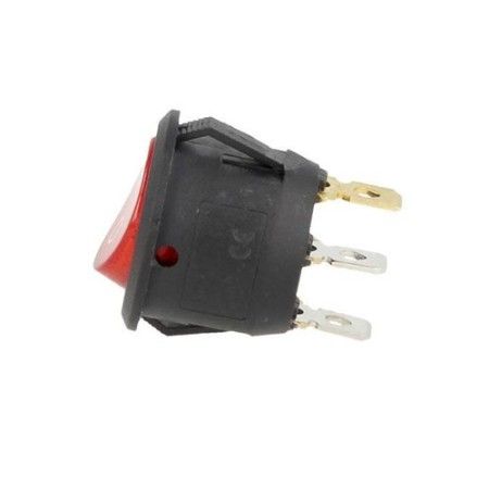 3x Interruttore a bilanciere 12-24V Max 10A unipolare tasto rosso Led switch tondo acceso spento