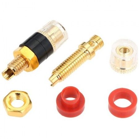 4x Terminale trasparente grande compatto resistente ottone amplificatore audio Jack a banana