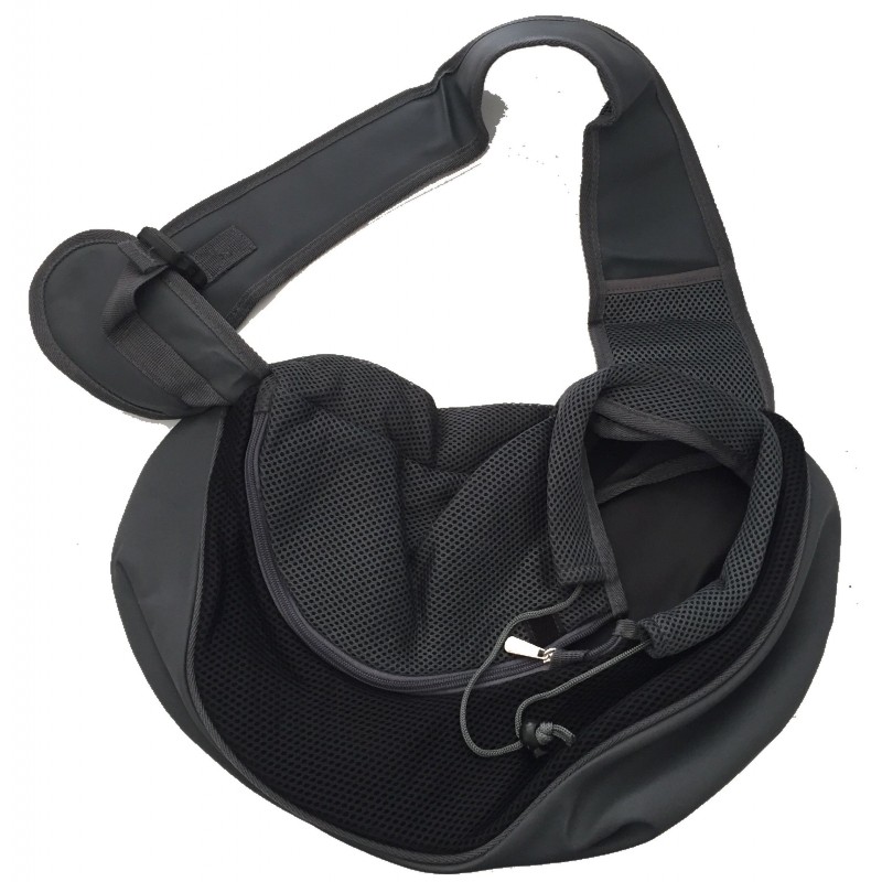 Zaino a tracolla monospalla trasportino per animale domestico cane gatto borsa per il vostro cucciolo - Colore nero-grigio