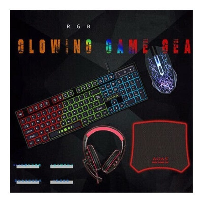 Generico Set 4 in 1 da gioco gaming RGB set con filo professionale ...