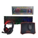 Set 4 in 1 da gioco gaming RGB set con filo professionale tastiera mouse cuffie mouse pad illuminata USB AS-1088mouse 6 tasti