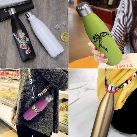 Borraccia oro portatile bottiglia acciaio Inox termica caldo freddo 26 Cm tappo