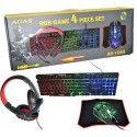 Set 4 in 1 da gioco gaming RGB set con filo professionale tastiera mouse cuffie mouse pad illuminata USB AS-1088mouse 6 tasti
