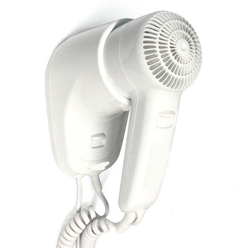 Phone Phon asciugacapelli verticale da parete 1300 watt versione hotel due velocità aria calda - Bianco con base a presa dritta