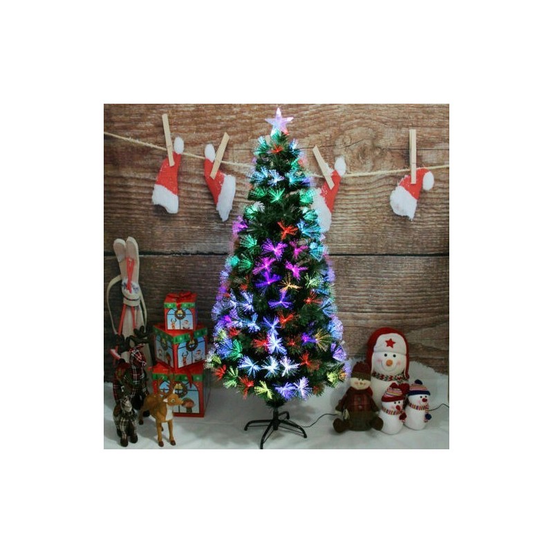 Albero di natale addobbato 150Cm luci multicolore presa elettrica punta a stella