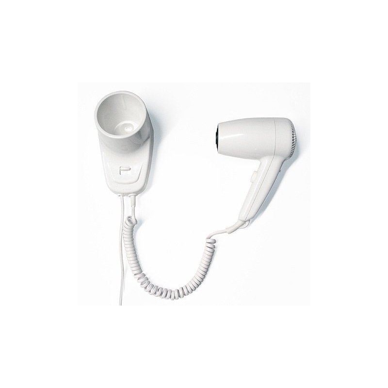 Phone Phon asciugacapelli verticale da parete 1300 watt versione hotel due velocità aria calda - Bianco con base a presa dritta