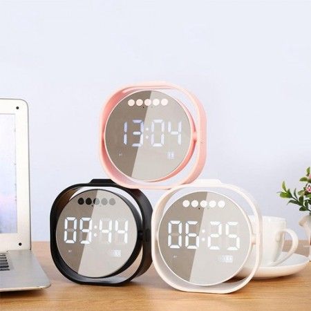 Cassa sveglia orologio digitale bluetooth Q106 bianca display LCD a specchio USB