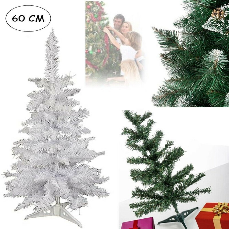 ALBERO NATALE XMAS FESTA SANTO BABBO NATALE RAMI VERDE / BIANCO 60 CM