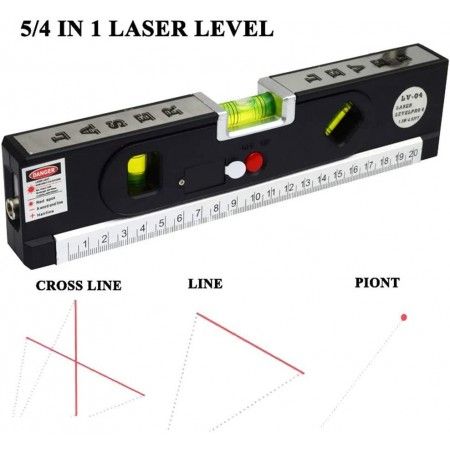 Livella laser 4 in 1 Orizzonte o verticale Linea incrociata metro misurazione magnetico Allineatore Linee di marcatura laser
