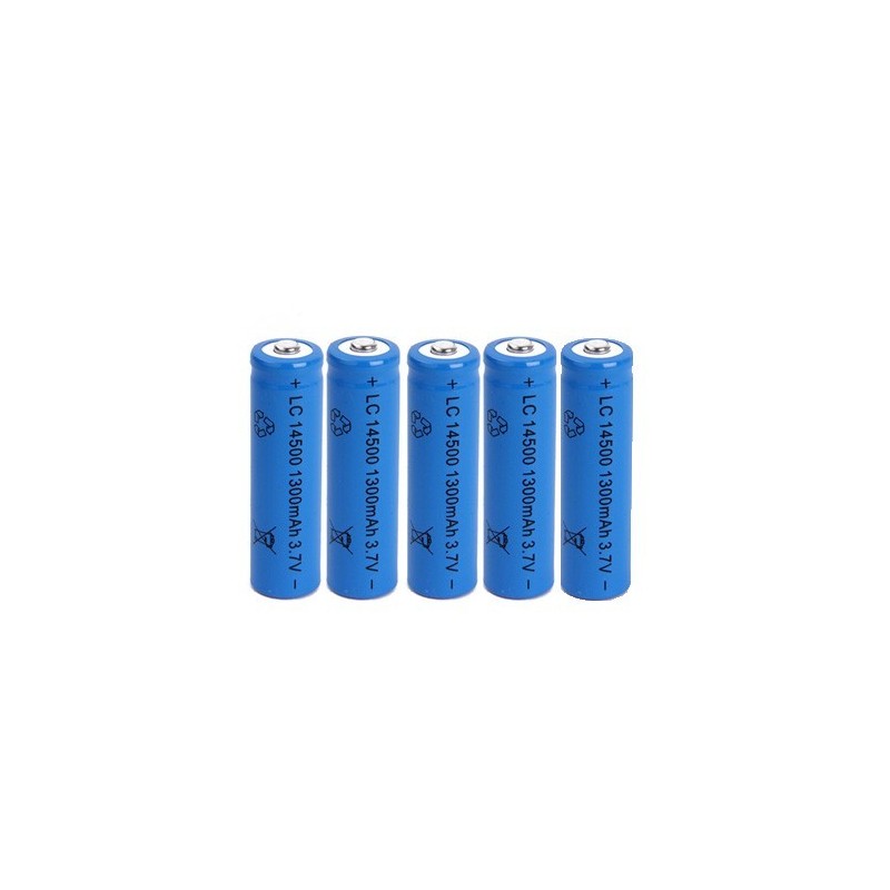 5x BATTERIA RICARICABILE LC 14500 1300mAh 3.7V batterie ricaricabili blu 14x50mm