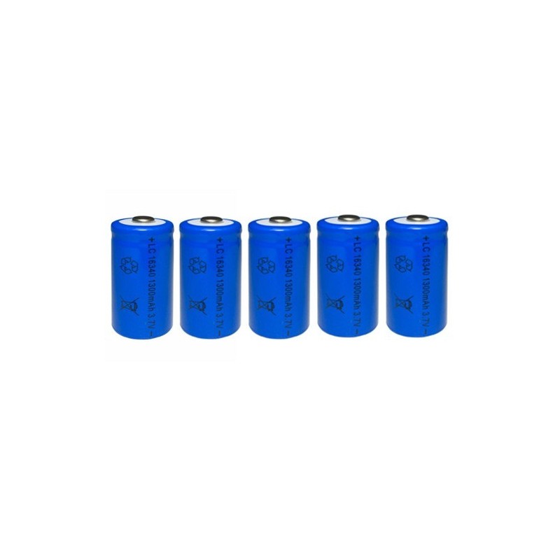 5x BATTERIA RICARICABILE LC 16340 1300mAh 3.7V batterie ricaricabili blu
