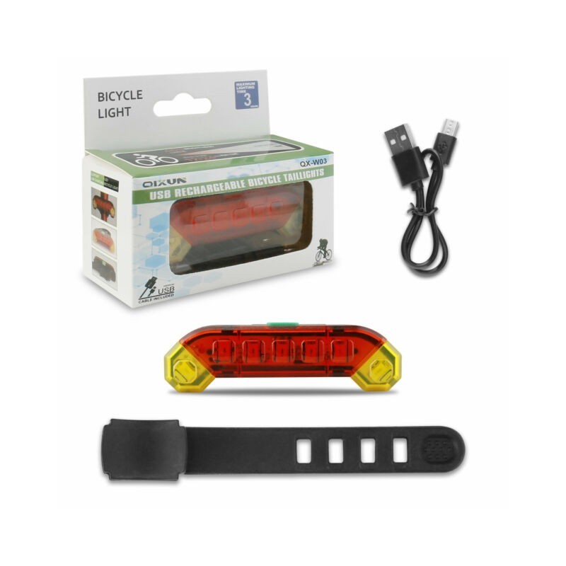 Luce posteriore bicicletta ricaricabile cavo USB QX-W03 bici visibilità ciclismo