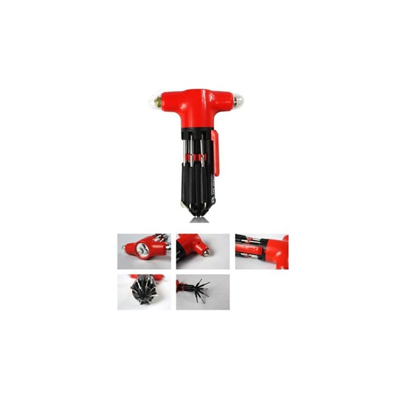 Cacciavite 8 in 1 martello emergenza luce Led portatile multifunzione torcia