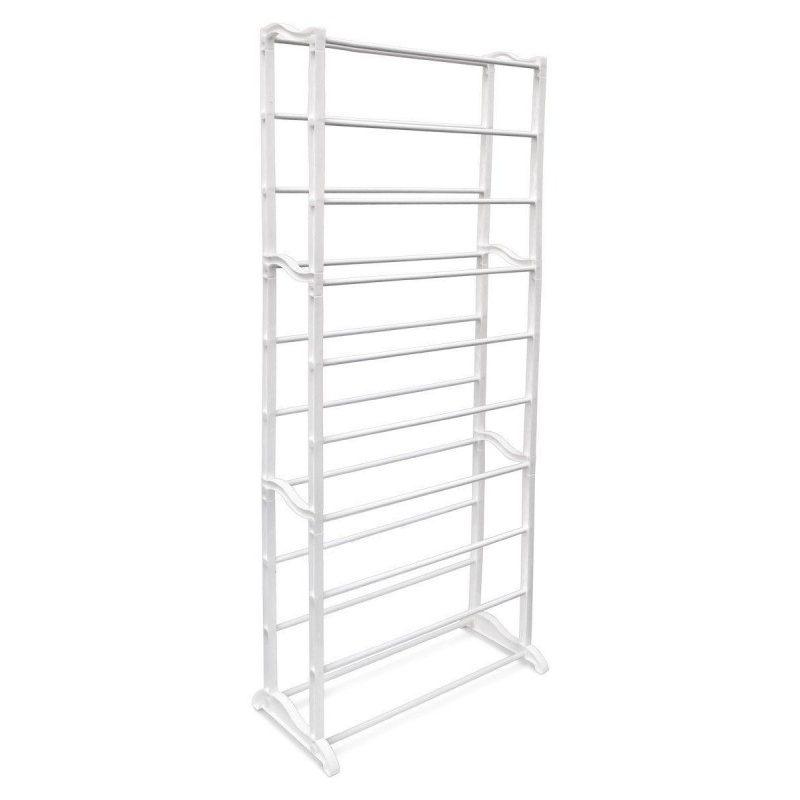 Scarpiera scaffale con 10 ripiani plastica metallo 52 x 24.5 x 139 cm per 30 paia di scarpe