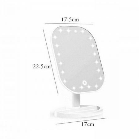 Specchio per trucco con 20 LED TE-B0143 luci rotazione di 180 gradi luce bianca