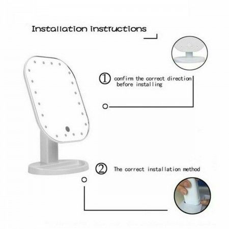 Specchio per trucco con 20 LED TE-B0143 luci rotazione di 180 gradi luce bianca