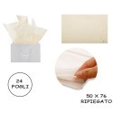 CARTA VELINA 21 GR COLORE BIANCO PANNA 24 FOGLI 50x76 CM FOGLIO CARTAMODELLO