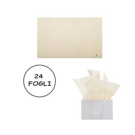 CARTA VELINA 21 GR COLORE BIANCO PANNA 24 FOGLI 50x76 CM FOGLIO CARTAMODELLO