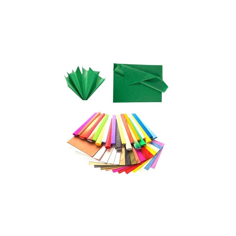 CARTA VELINA 21GR COLORE VERDE 24 FOGLI 50x76 CM FOGLIO CARTAMODELLO