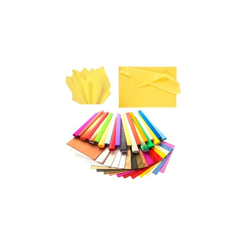 CARTA VELINA 21GR COLORE GIALLO CHIARO 24 FOGLI 50x76 CM FOGLIO CARTAMODELLO