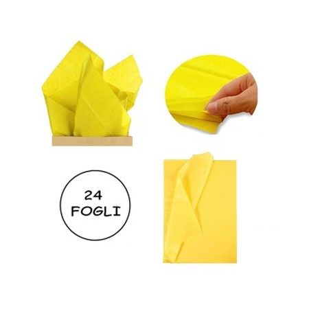 CARTA VELINA 21GR COLORE GIALLO CHIARO 24 FOGLI 50x76 CM FOGLIO CARTAMODELLO