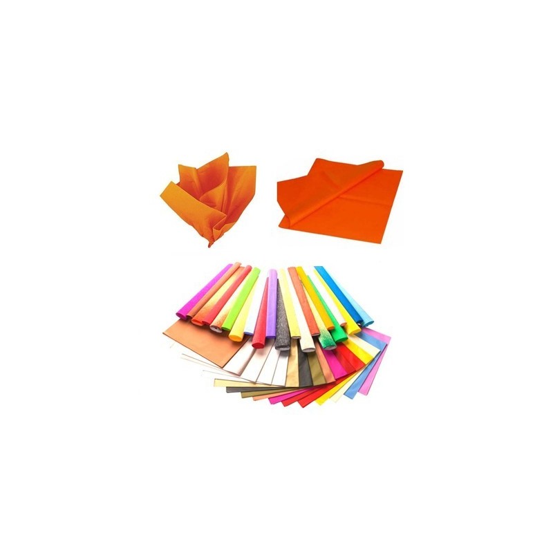 CARTA VELINA 21GR COLORE ARANCIONE 24 FOGLI 50x76 CM FOGLIO CARTAMODELLO