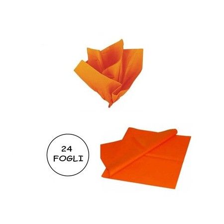CARTA VELINA 21GR COLORE ARANCIONE 24 FOGLI 50x76 CM FOGLIO CARTAMODELLO