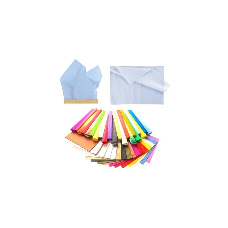 CARTA VELINA 21GR COLORE AZZURRO 24 FOGLI 50x76 CM FOGLIO CARTAMODELLO