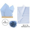 CARTA VELINA 21GR COLORE AZZURRO 24 FOGLI 50x76 CM FOGLIO CARTAMODELLO