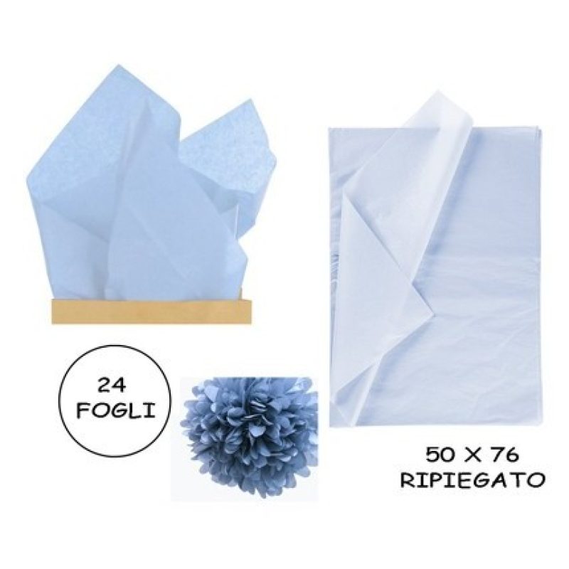 WeHome CARTA VELINA 21GR COLORE AZZURRO 24 FOGLI 50x76 CM FOGLIO CA...