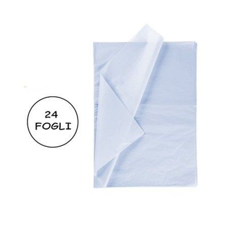 CARTA VELINA 21GR COLORE AZZURRO 24 FOGLI 50x76 CM FOGLIO CARTAMODELLO