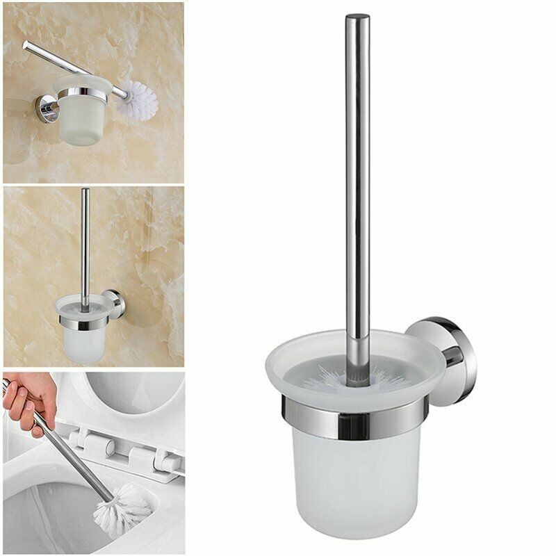 Portascopino da bagno supporto fissaggio a muro scopino bagno WC pulizia acciaio